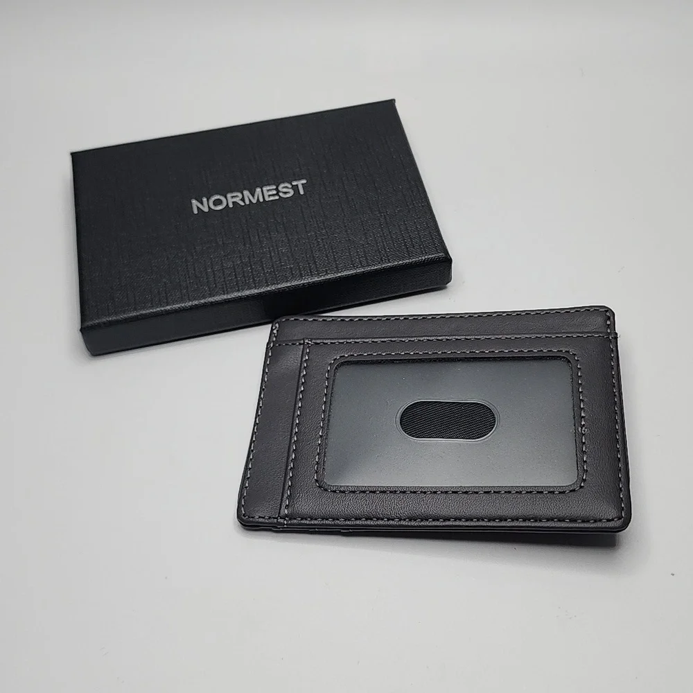 Normest Leather Air Tag Wallet Gray NWOT